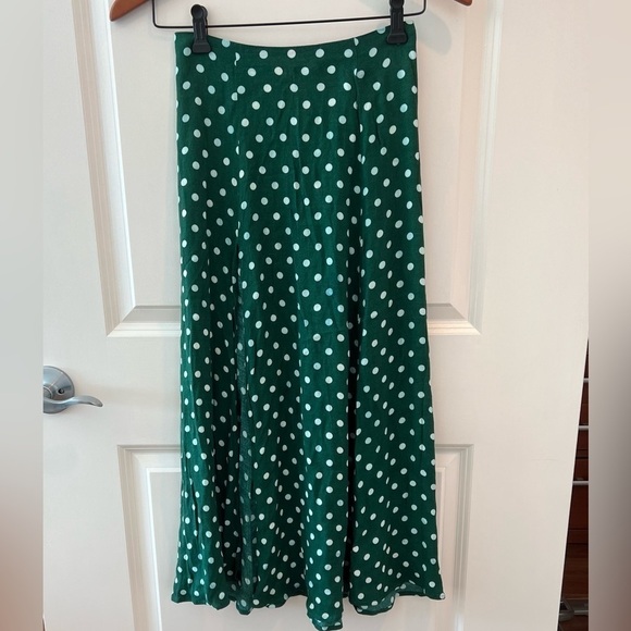 Reformation Green Polka Dot Skirt - Picture 1 of 16